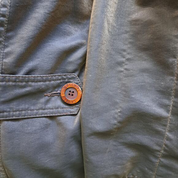 MOSCHINO Vintage Y2K Metallic Trench Coat Tiger Lining Medium Rare Luxury Glam - Picture 14 of 14